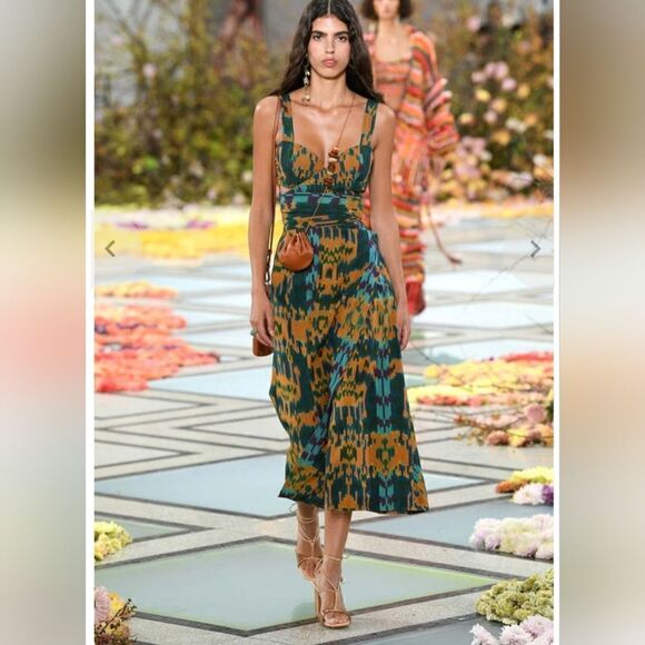 Ulla Johnson Navi Wrap Midi Skirt Green Orange Geometric Handloomed - Picture 5 of 16